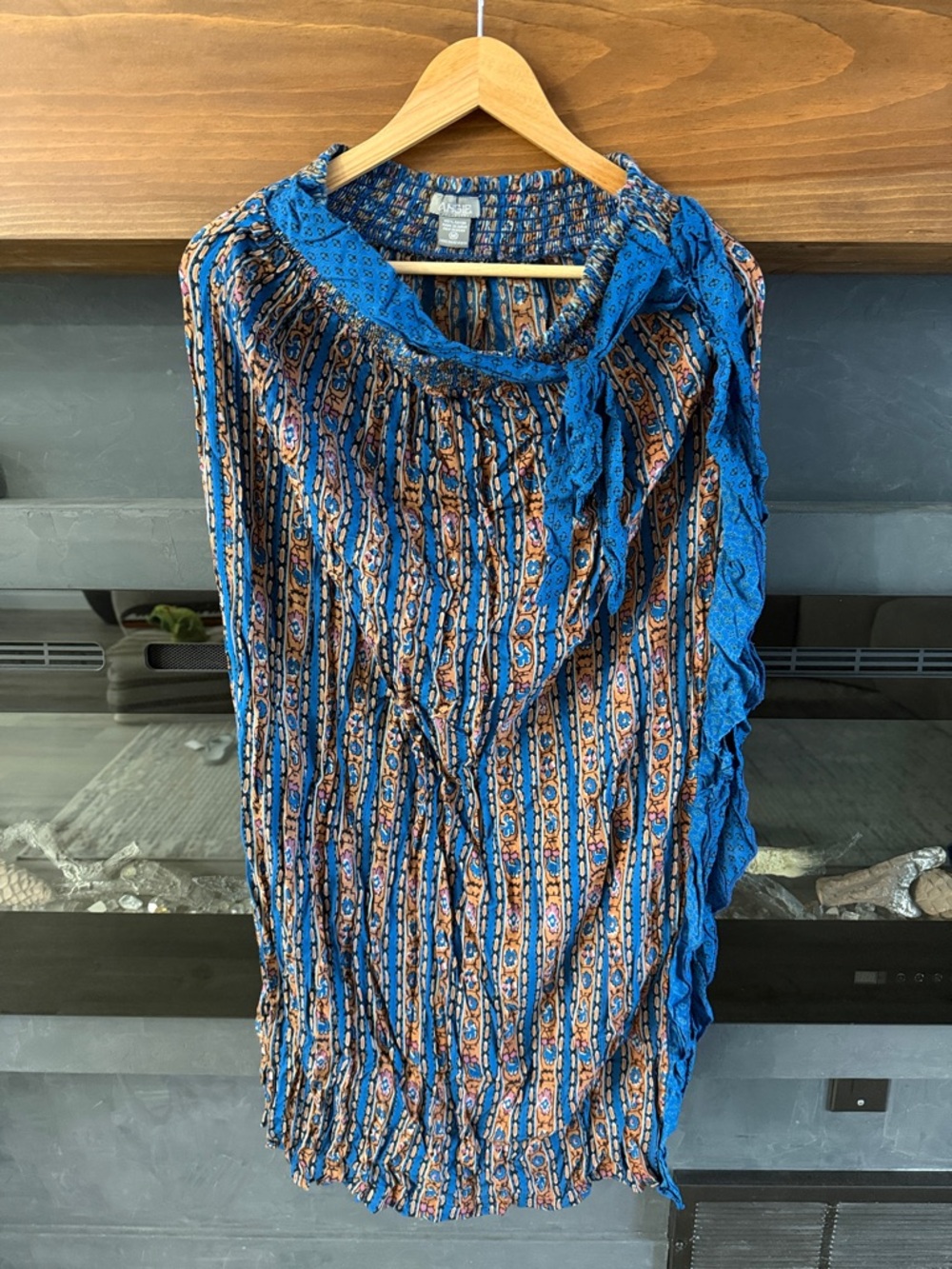Blue & Orange Boho Tie-Front Skirt Size M